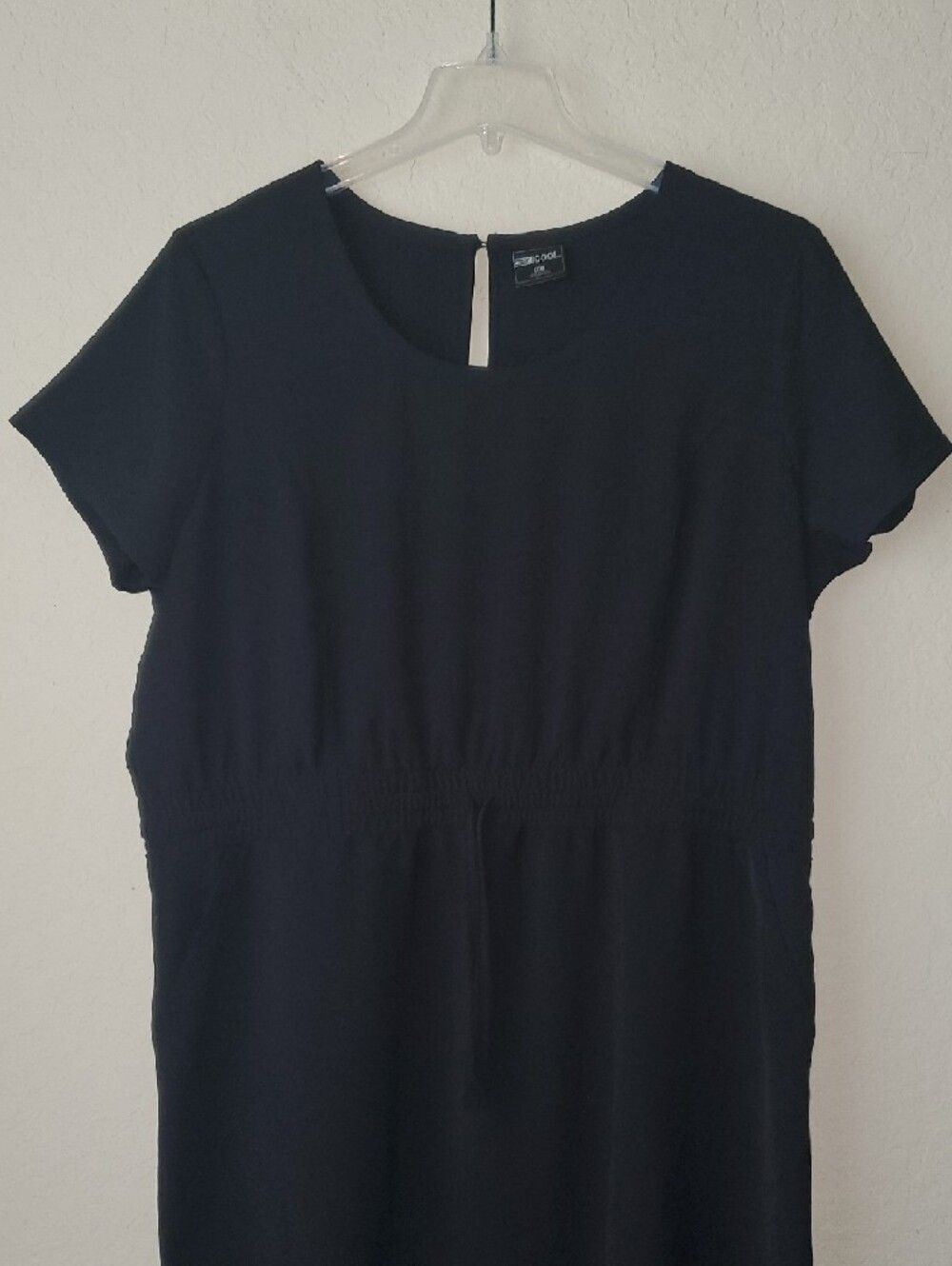 32 Degrees Cool Black Soft Twill Knit Drawstring Dress Women’s Plus Size XXL